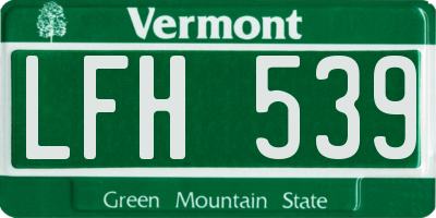 VT license plate LFH539