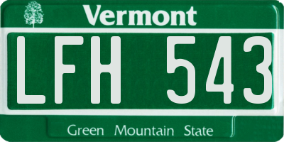 VT license plate LFH543