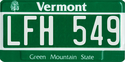 VT license plate LFH549