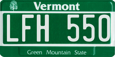 VT license plate LFH550