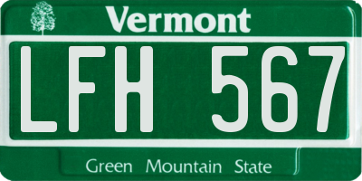 VT license plate LFH567