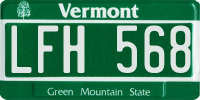 VT license plate LFH568