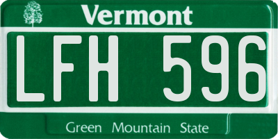 VT license plate LFH596