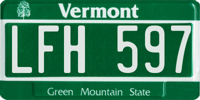 VT license plate LFH597