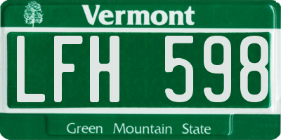 VT license plate LFH598