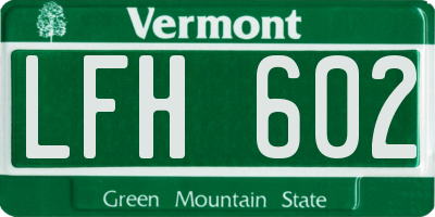VT license plate LFH602