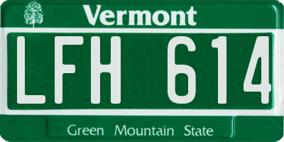 VT license plate LFH614