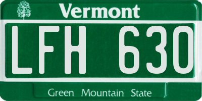 VT license plate LFH630