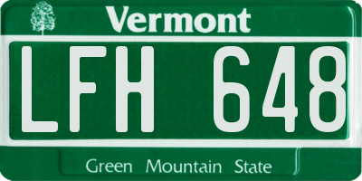 VT license plate LFH648