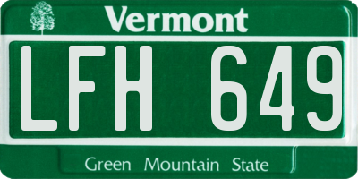 VT license plate LFH649