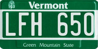 VT license plate LFH650