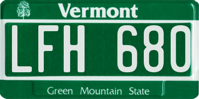 VT license plate LFH680