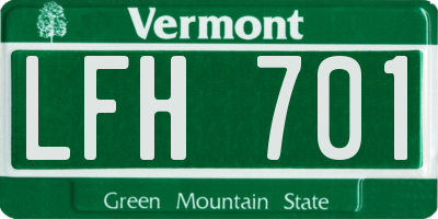 VT license plate LFH701