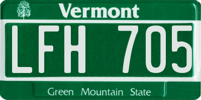 VT license plate LFH705