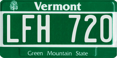 VT license plate LFH720