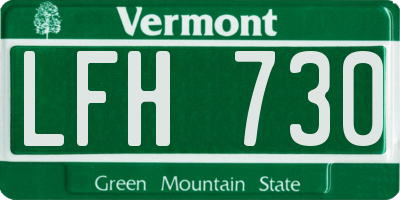 VT license plate LFH730