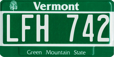 VT license plate LFH742