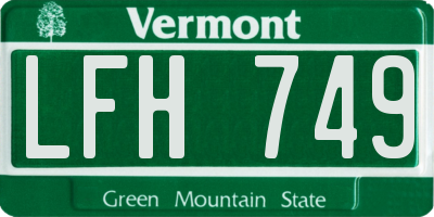 VT license plate LFH749