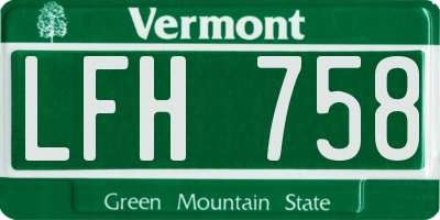 VT license plate LFH758