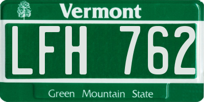 VT license plate LFH762