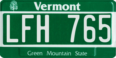 VT license plate LFH765
