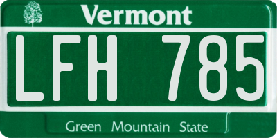 VT license plate LFH785