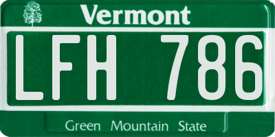 VT license plate LFH786