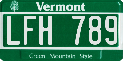 VT license plate LFH789