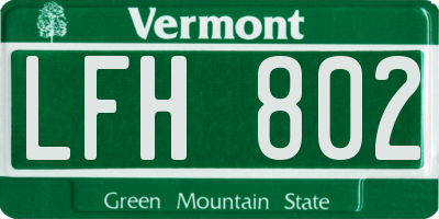 VT license plate LFH802