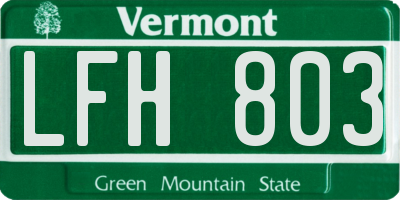 VT license plate LFH803