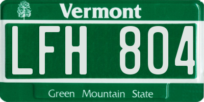 VT license plate LFH804