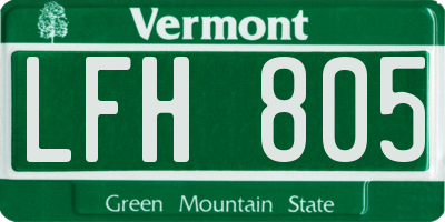 VT license plate LFH805
