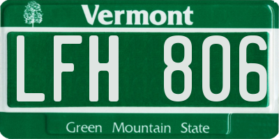 VT license plate LFH806