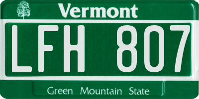 VT license plate LFH807