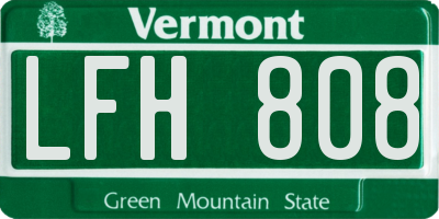 VT license plate LFH808
