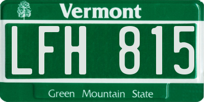 VT license plate LFH815