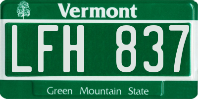 VT license plate LFH837