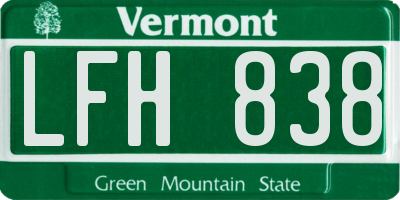 VT license plate LFH838