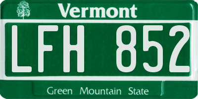 VT license plate LFH852