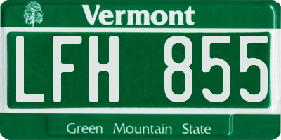VT license plate LFH855