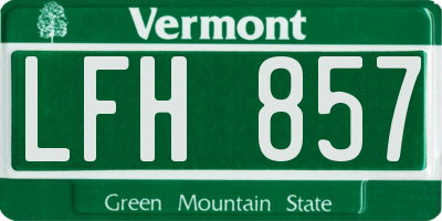 VT license plate LFH857