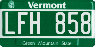 VT license plate LFH858