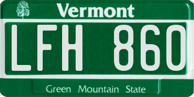 VT license plate LFH860