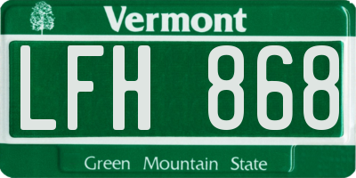 VT license plate LFH868