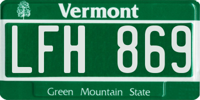 VT license plate LFH869