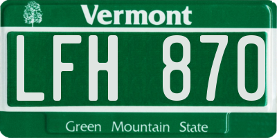 VT license plate LFH870