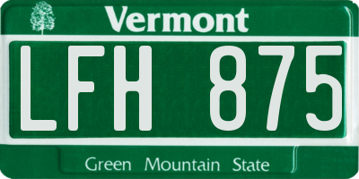 VT license plate LFH875