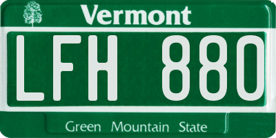 VT license plate LFH880