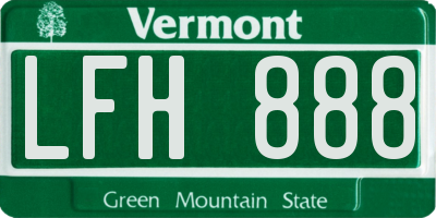 VT license plate LFH888