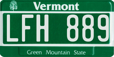 VT license plate LFH889